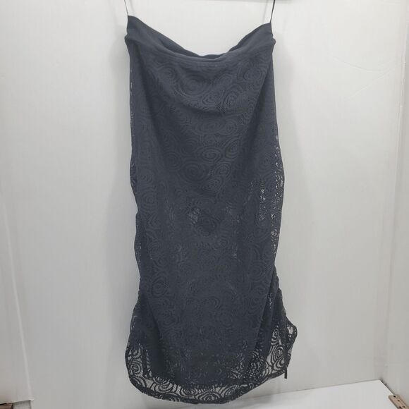 Solitaire Womens Swim Cover Up  Large Crochet Lace Style Black Midi Boho - Picture 2 of 12